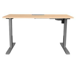 Escritorio eléctrico con pasacables Cosmo natural/gris 140x60x73.5-123.5 cm