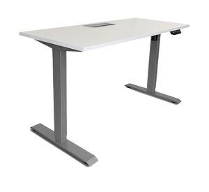 Escritorio el茅ctrico con pasacables Cosmo blanco/gris 140x60x73.5-123.5 cm
