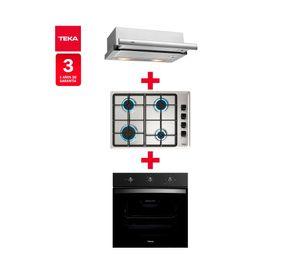 Kit empotrable horno HBB-5360 FBK 67 lt + encimera HLX 540 KBB0C IX + campanaTL 6310