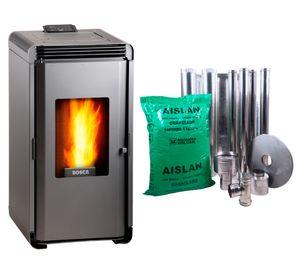 Estufa a pellet Hera+ charcoal 9000 W + kit de instalación interior