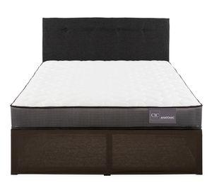 Cama metálica Iron Smart Anatomic 2 plazas + respaldo Black + faldón