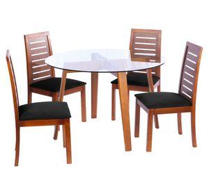 Juego de comedor 4 sillas tela negro Latam Home