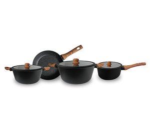 Batería cocina 7 piezas Granite line negro Keep