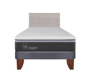 Cama europea 1,5 plazas Ortopedic Advance + respaldo Tigris gris Cic