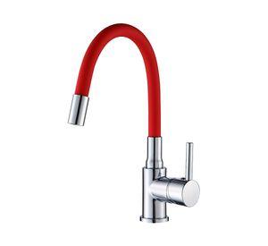 Monomando lavaplatos flexible rojo