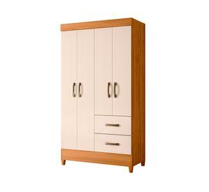 Combo clóset 4 puertas + cómoda 8 cajones Mobi beige/café