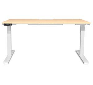 Escritorio eléctrico dual con pasacables Cosmo natural/blanco 160x70x71.5-120.5 cm