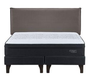 Cama europea Tempo 2 plazas base dividida + respaldo Maurice chocolate