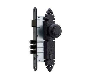 Cerradura embutida pomo oficina negra Rústica B60 Poli