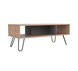 Rack TV 55'' + biblioteca + bar alto + buffet + mesa de centro Vassel miel/plomo TuHome