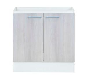 Mueble base lavaplatos 80 cm 2 puertas blanco/acacia Mobikit