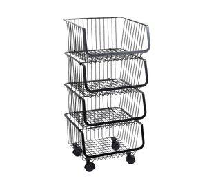 Carro organizador con ruedas 4 niveles BDX856 negro