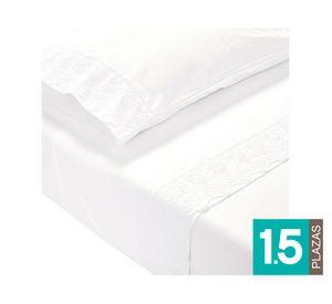 Juego sábanas 200 hilos 1.5 plazas Broderie Alicante blanco