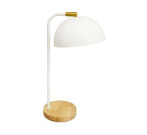 Lámpara escritorio blanco/madera 1L E27
