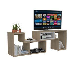 Rack extensible TV 40'' + mesa centro + biblioteca cubo rovere TuHome