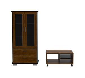 Vitrina + mesa de centro Classic caramelo/wengue TuHome