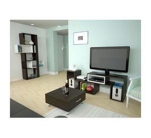 Rack extensible TV 40'' + mesa centro + biblioteca cubo wengue TuHome