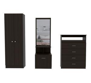 Clóset + cómoda TV 32'' + velador multifuncional wengue TuHome