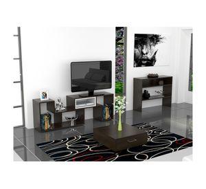 Rack extensible TV 40'' + mesa centro + arrimo Beijing wengue TuHome