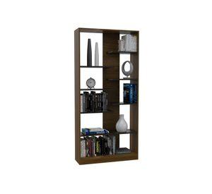 Vitrina 2 cajones 2 puertas + biblioteca Classic caramelo/wengue TuHome