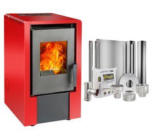 Estufa a pellet Italy 6100 rojo 6 kW + kit instalación techo