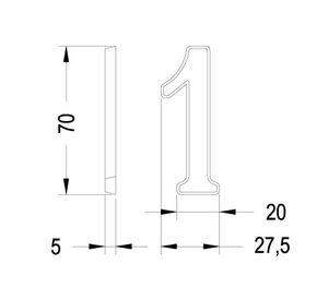 Número 1 níquel satinado 7 cm Poli
