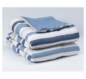 Plumones Rayas azul/beige 2 plazas