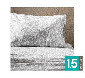 Juego de sábanas 1.5 plazas microfibra Estampadas Flores gris