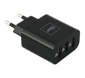 Cargador triple conector USB negro Microlab