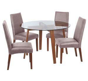 Juego de comedor 4 sillas cuero gris Latam Home