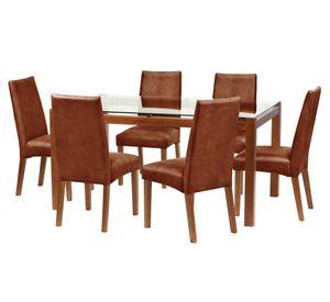 Juego de comedor 6 sillas cuero café moro Latam Home