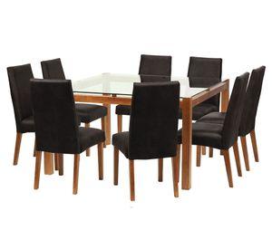 Juego de comedor 8 sillas cuero negro Latam Home