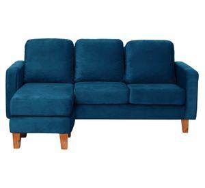 Sofá seccional Venecia velvet azul petróleo