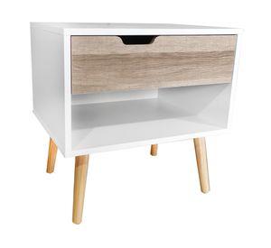 Velador Florencia blanco/natural 50x50x39 cm