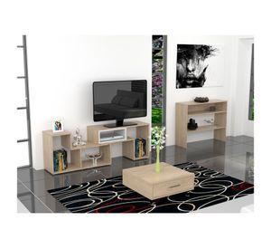 Mesa de centro TV 40'' + rack extensible + arrimo Beijing rovere TuHome
