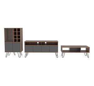 Rack TV 55'' + bar + mesa de centro Vassel miel/plomo TuHome