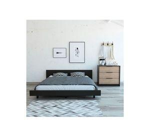 Cama 2 plazas + cómoda 3 cajones Kaia wengue/miel TuHome