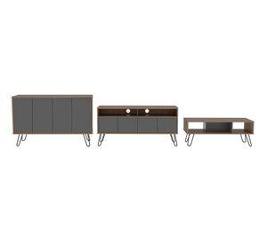 Rack TV 55'' + buffet + mesa de centro Vassel miel/plomo TuHome