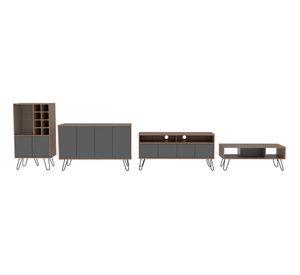 Rack TV 55'' + bar + buffet + mesa de centro Vassel miel/plomo TuHome