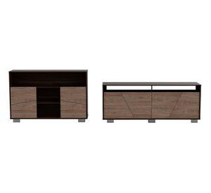 Rack TV 70'' + arrimo Fraktal habano/miel TuHome