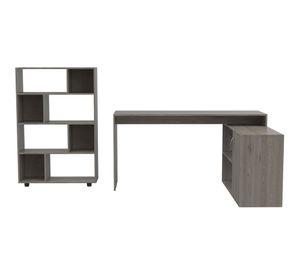 Set escritorio + biblioteca Office 8 ceniza TuHome