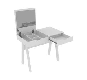 Tocador escritorio organizador + espejo PE blanco 1 cajón