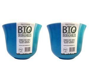 Set 2 maceteros Bio Curvo turquesa 13x16.5x16.5 cm