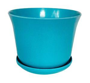 Set 4 maceteros con plato Biodegradable Bamboo curvo turquesa