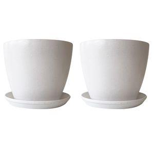 Set 2 maceteros con plato Biodegradable Bamboo Actual blanco