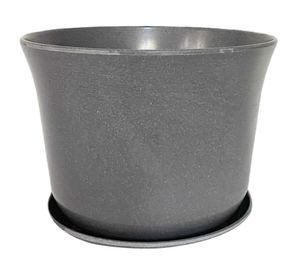 Macetero con plato Biodegradable Bamboo curvo gris 13x16.5x16.5 cm