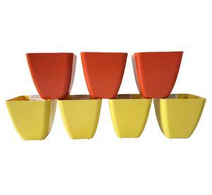 Set 7 maceteros Bio Cuadrado naranjo/amarillo 12.4x13.3x13.3 cm