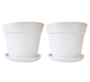 Macetero Bio Bamboo Clásica blanco 2 unidades
