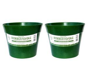 Set 2 maceteros Bio Bamboo Clásico musgo 17x25 cm
