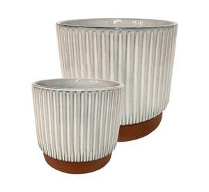 Maceta 14x12x12 cm + maceta 17x15x15 cm enlozado blanco